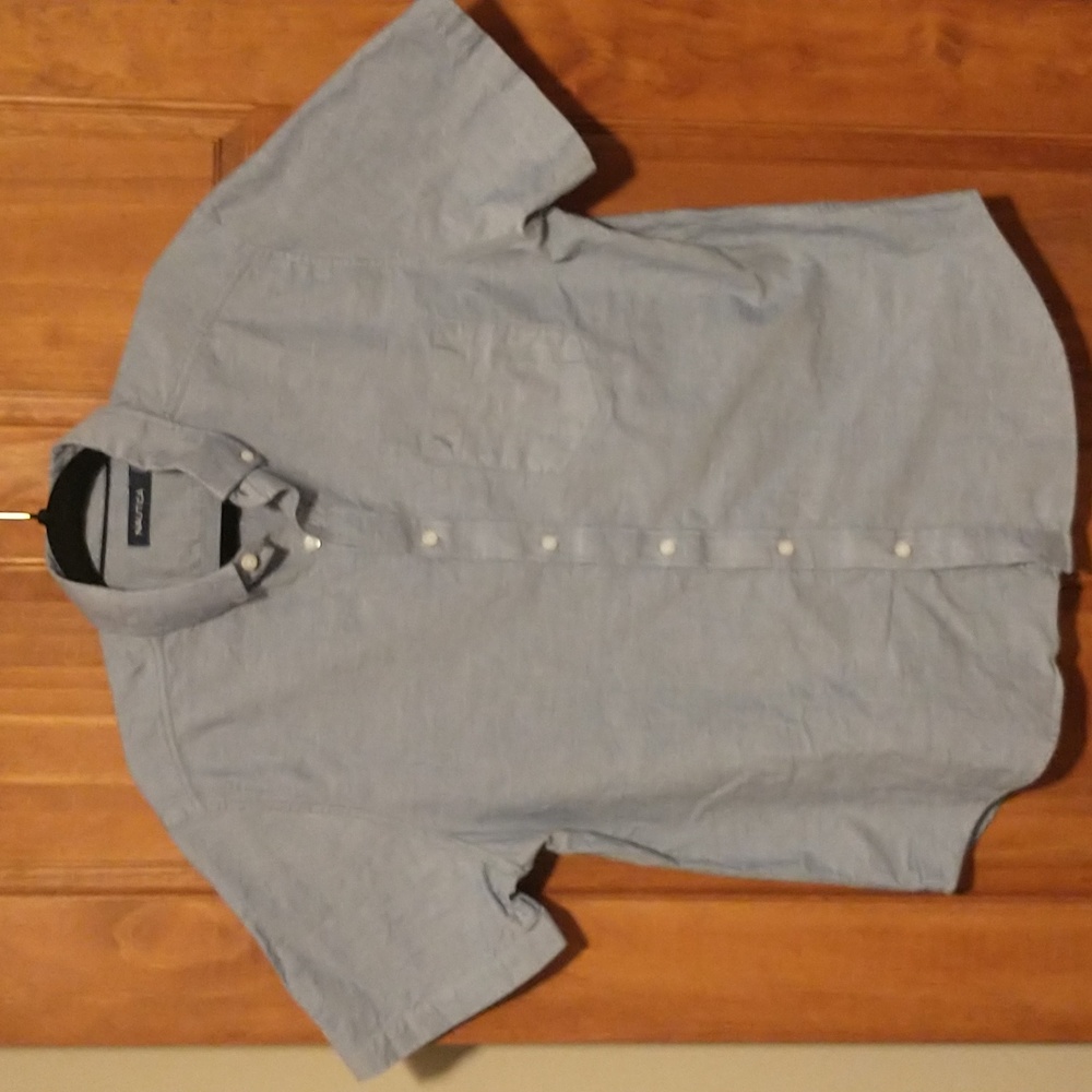 Nautica men's size L shirt sleeve cotton denim Oxford shirt with logo